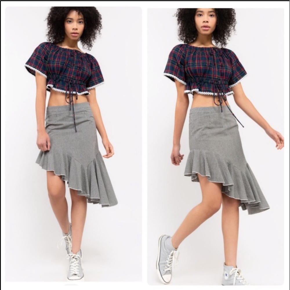 POL Asymmetrical skirt B&W Gingham - Picture 1 of 9